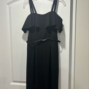 Elegant Black Ruffle Jumpsuit with Belt